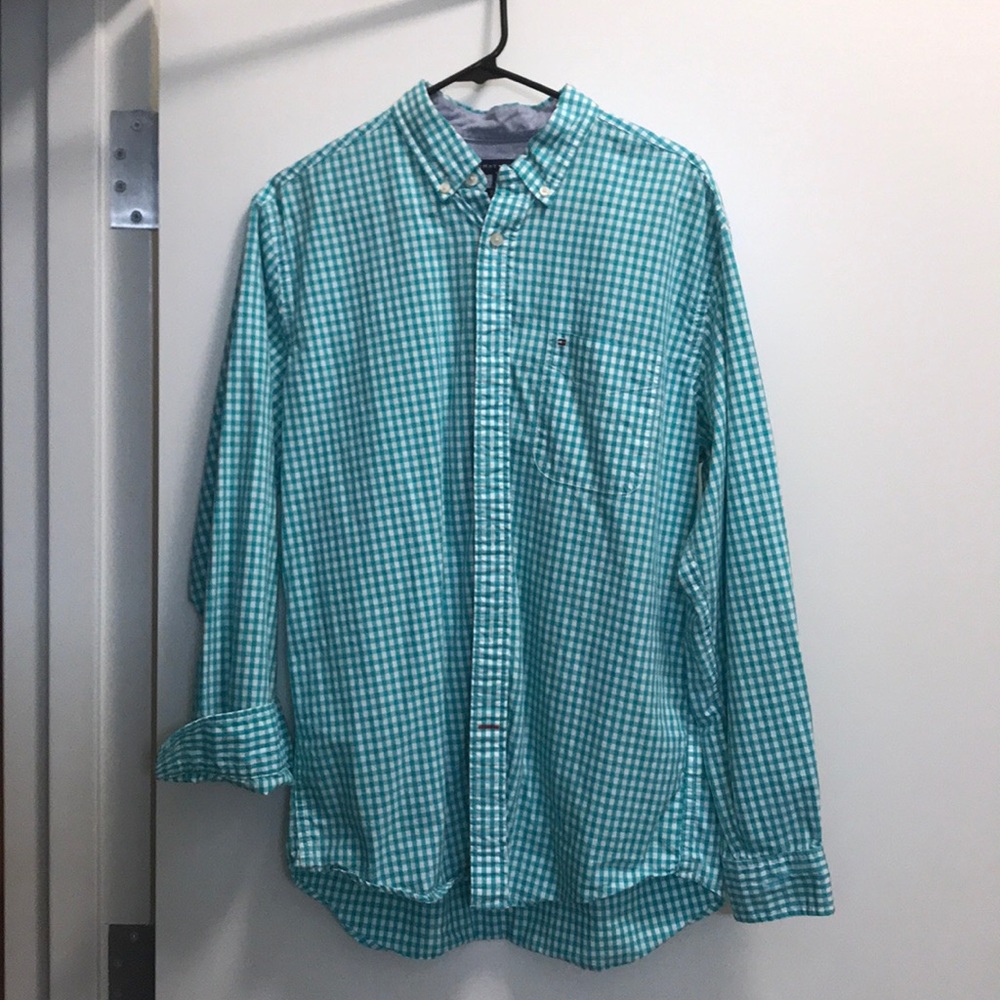 Teal Checkered Tommy Hilfiger Button Down